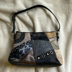 Stunning Coach Black Silver Gray Patchwork Handbag